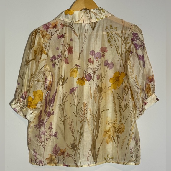 Bailey/44 Semi Sheer Lyocell Floral Blouse Puff Sleeve Size M - Picture 8 of 8